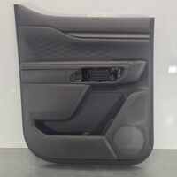 FORD RANGER 2022-2025 DOOR TRIM RA, LH REAR, LEATHER, BLACK, W/ WHITE STITCHING,